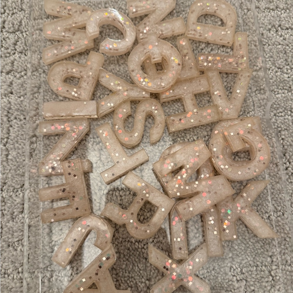 Champagne pink glitter resin Alphabet